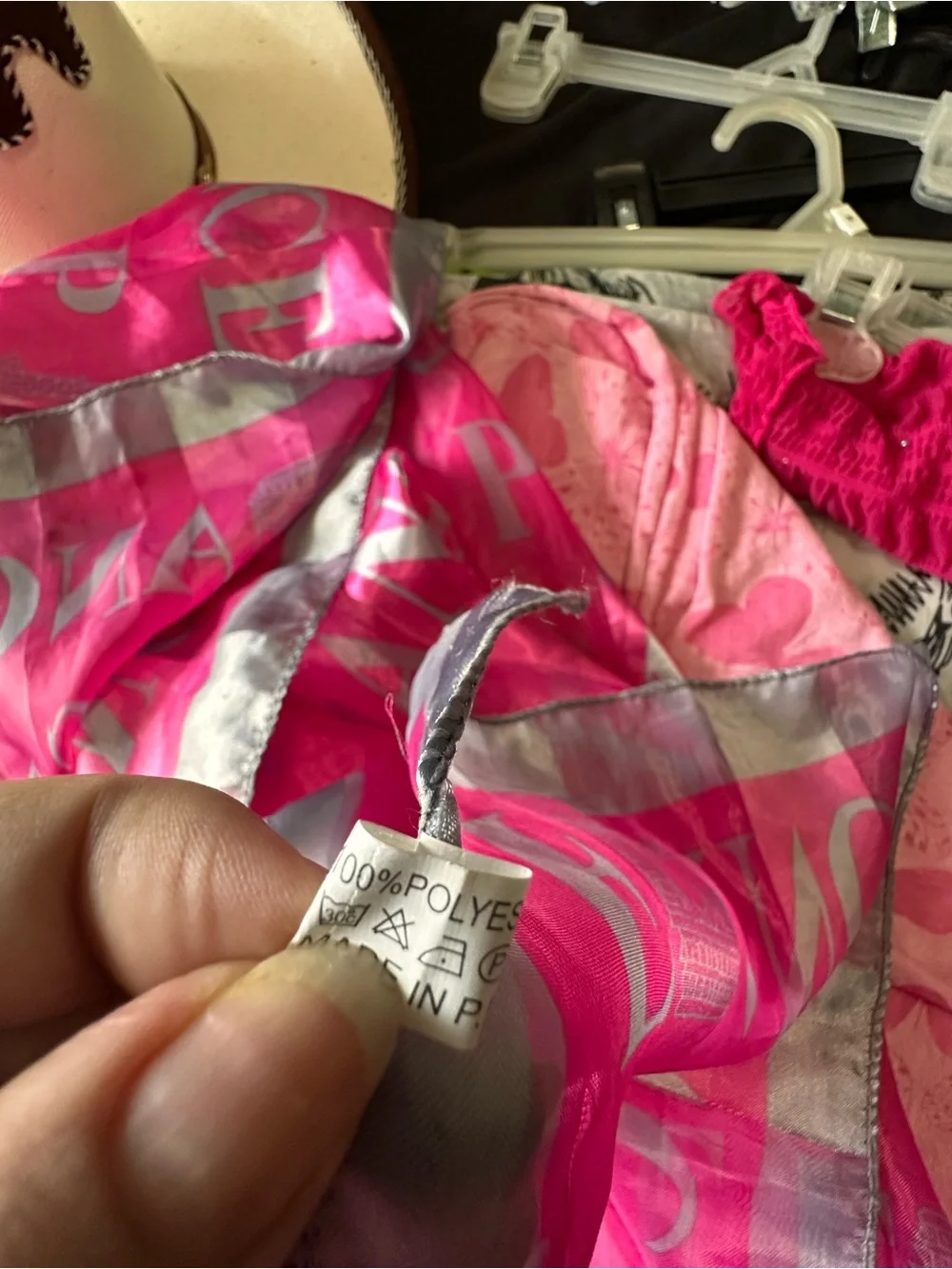 Pink Logo-Print Sheer Scarf